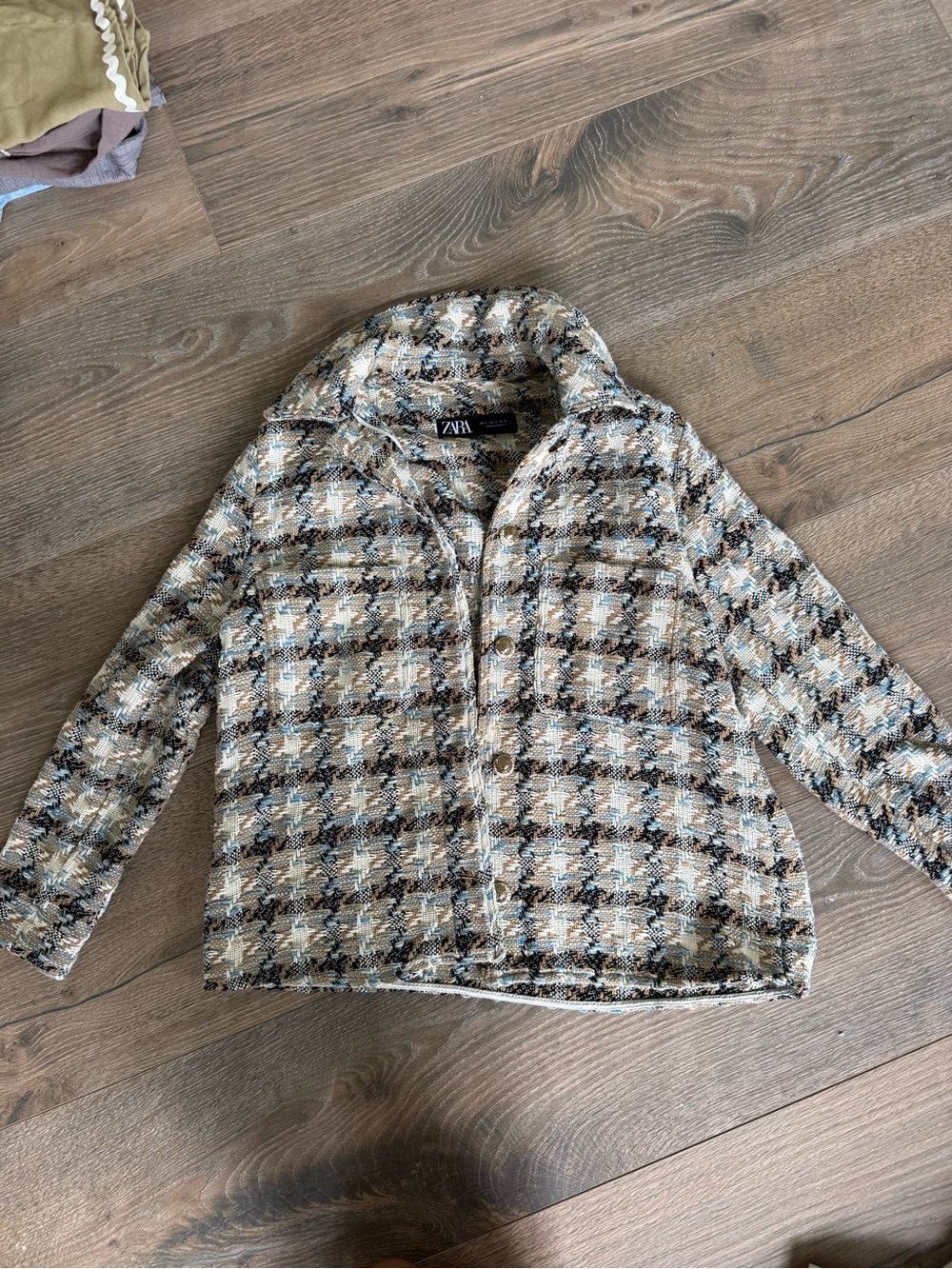 Zara Multicolor Plaid Tweed Jacket